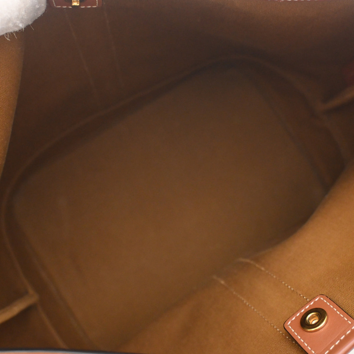 Pre-Owned Celine Bucket Bag Medium Triomphe Canvas, open interior with lining
