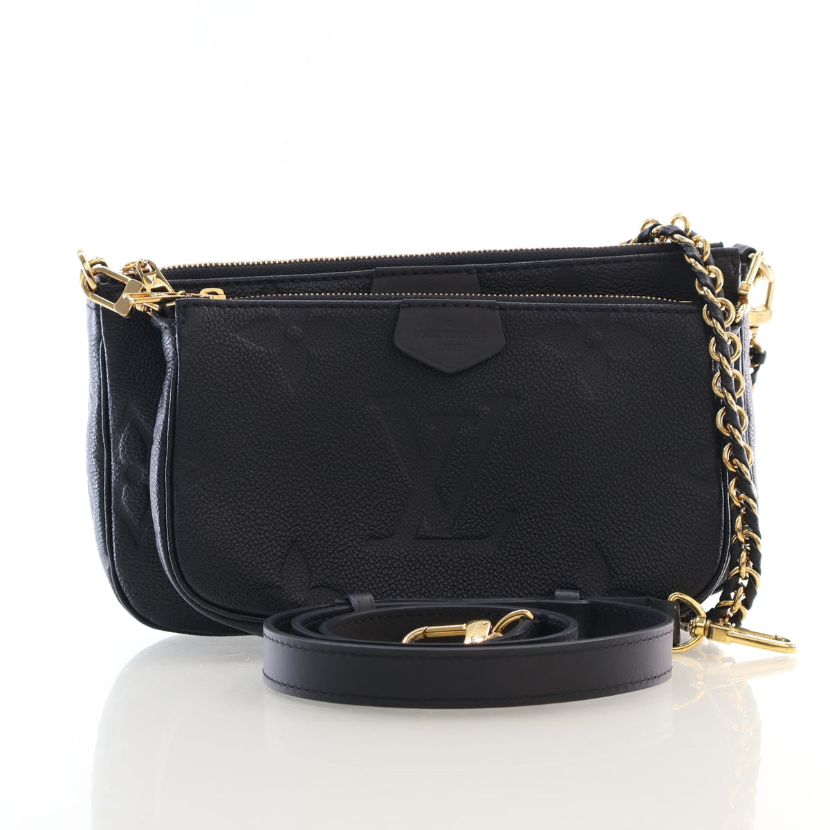 Pre-Owned Louis Vuitton Monogram Empreinte Giant Multi-pochette Accessoires, front view, authenticated at Luxe Du Jour