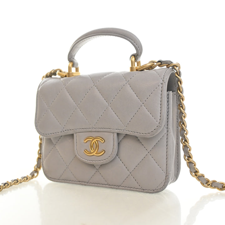 Chanel Mini Lambskin Top Handle Flap Bag
