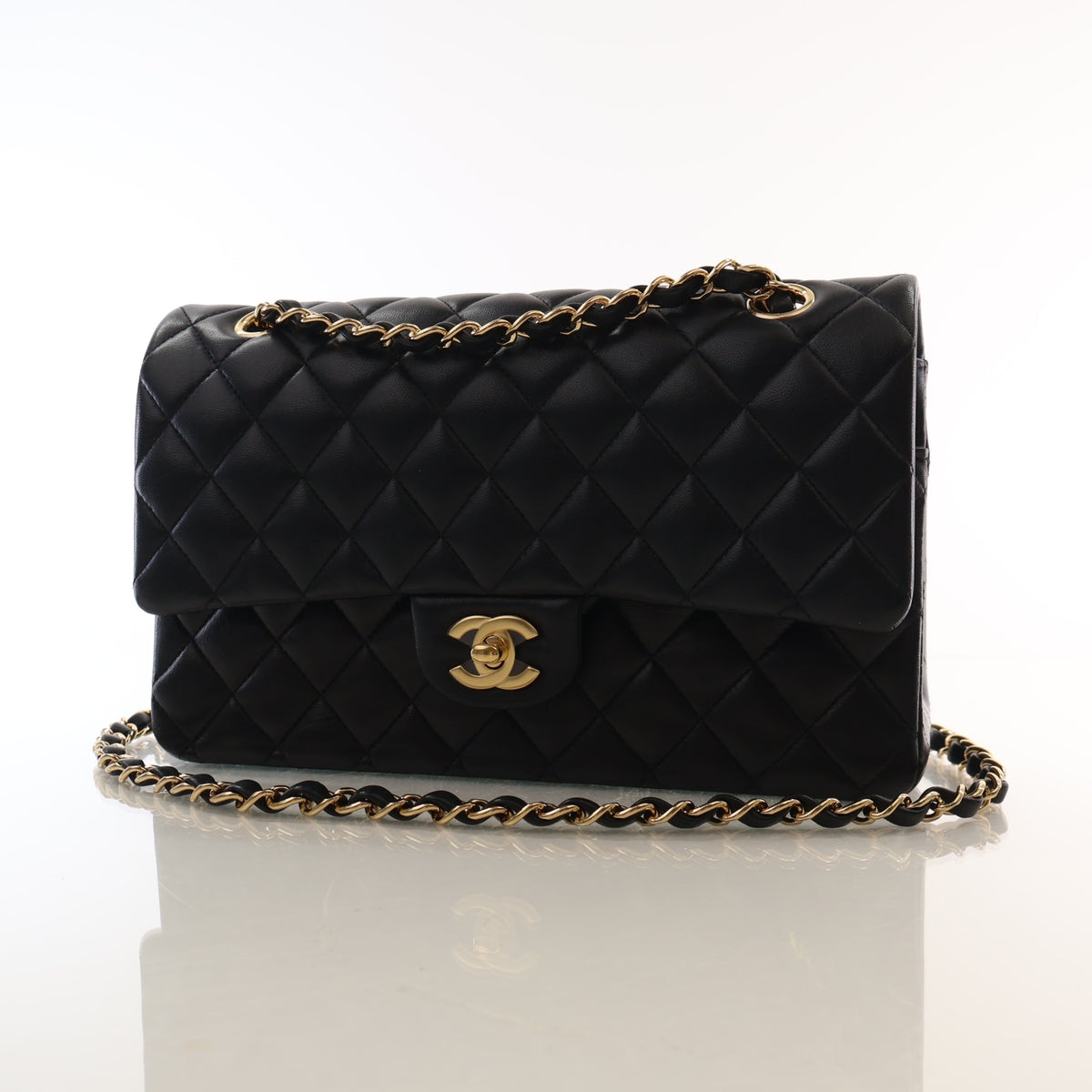 Pre-Owned Chanel Classic Double Flap Medium Lambskin Bag, front view, photo 3 of 16