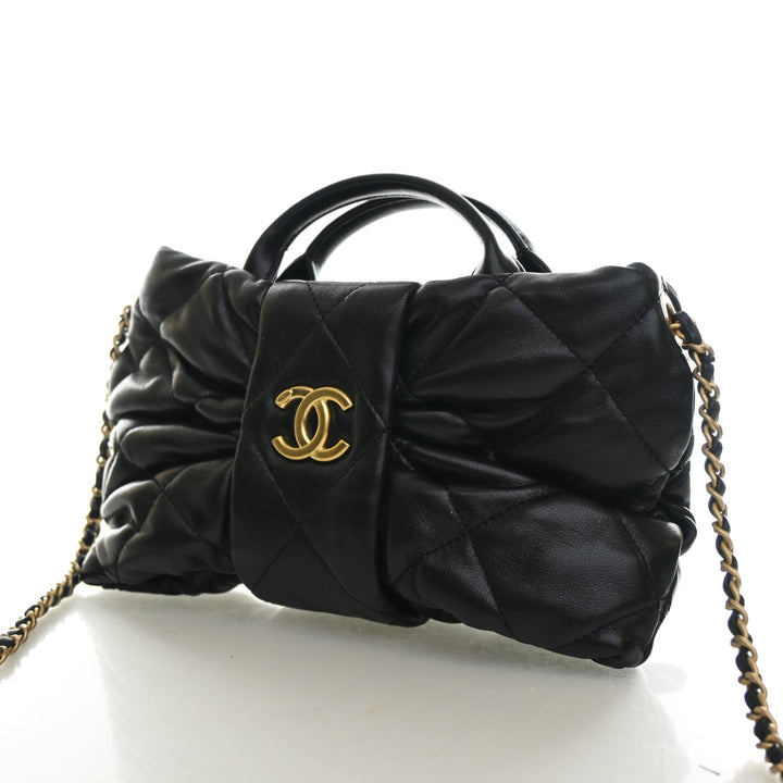 Chanel Mini Lambskin Bow Clutch With Chain