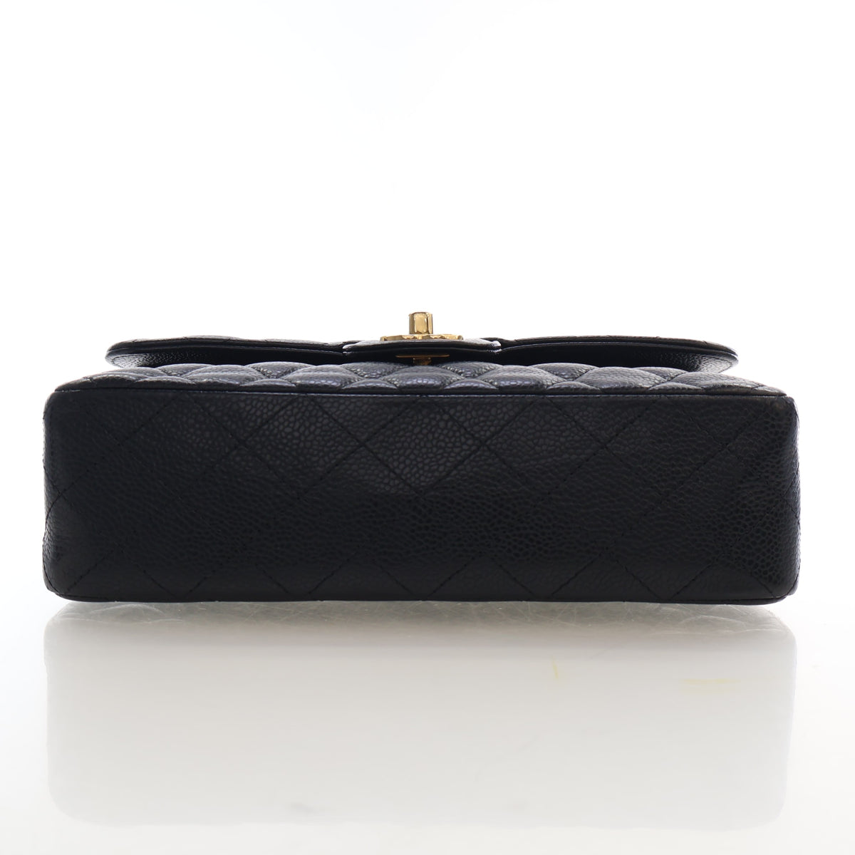 Pre-Owned Chanel Classic Double Flap Small Caviar Leather Bag, base and feet view, photo 9 of 19