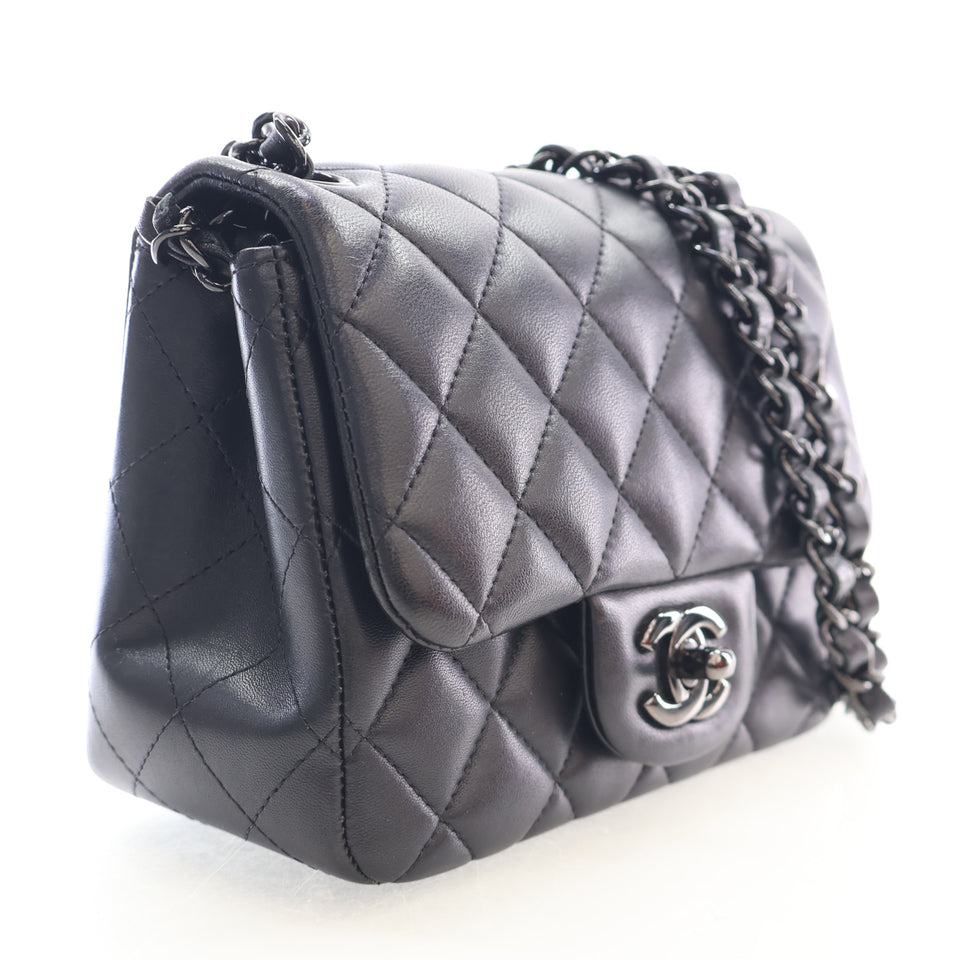 Chanel Lambskin So Black Mini Square Flap Bag