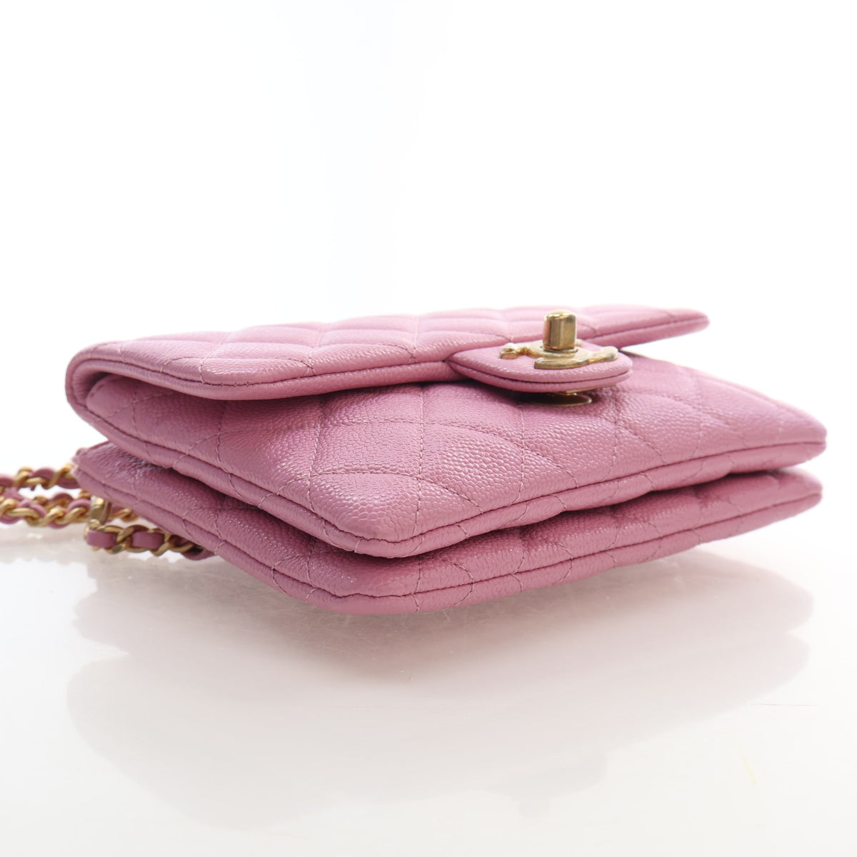 Pre-Owned Chanel Belt Bag Caviar Leather Pick Me Up Flap, side profile
