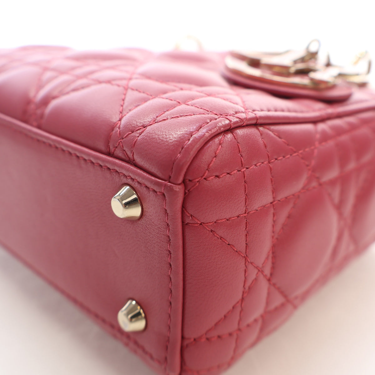 Pre-Owned Christian Dior Lady Dior Mini Lambskin, base and feet view, photo 8 of 15