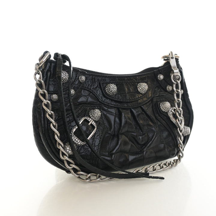 Balenciaga Mini Crocodile Embossed Arena Crystal Le Cagole
