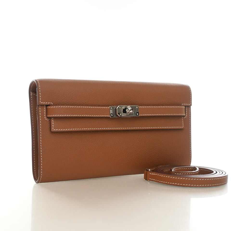 Hermes Gold Evercolor Kelly To Go Wallet