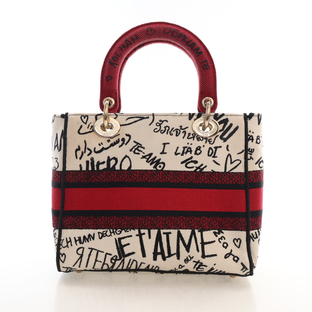 Pre-Owned Christian Dior Medium Embroidered Canvas Dioramour Lady D-lite, front view, photo 12 of 18