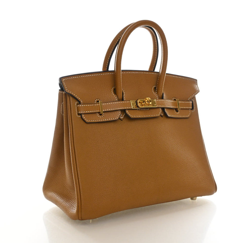 Hermes Vintage Naturel Sabel Chevre De Coromandel Birkin 25