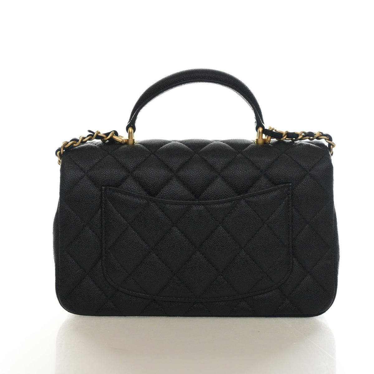 Pre-Owned Chanel Classic Flap Mini Caviar Leather Rectangular Top Handle Bag, front view