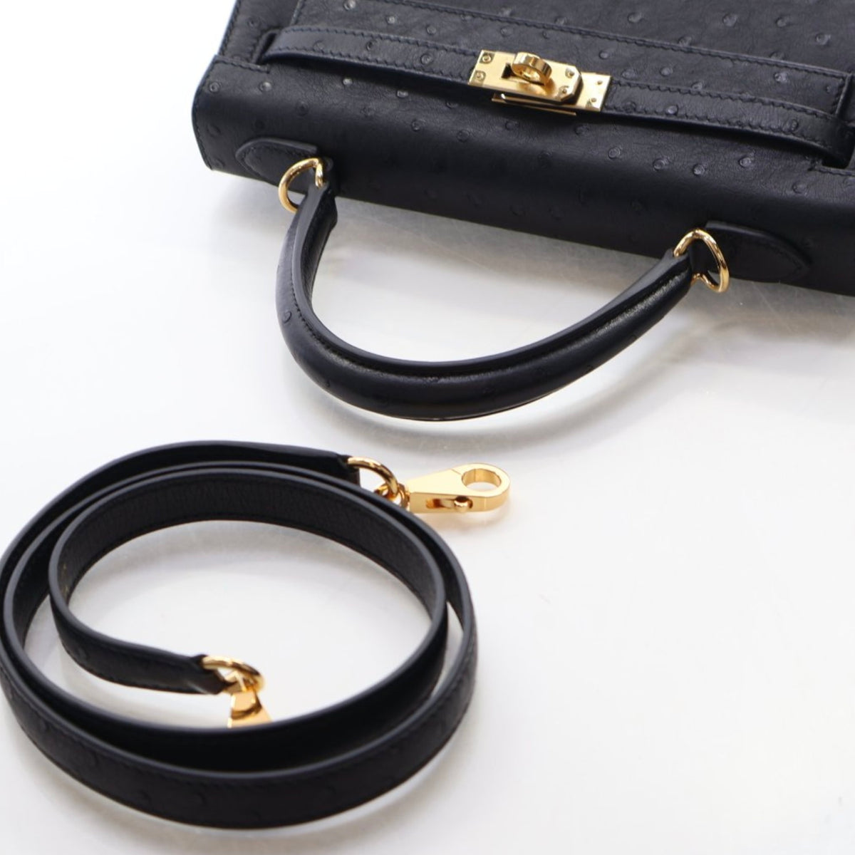 Hermes Noir Ostrich Sellier Kelly 25, photo 11 of 18